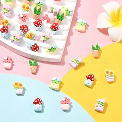 60 шт. 6 стиля кабошонов из непрозрачной смолы в виде горшечных растений&nbsp;CRES-CJ0001-76