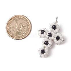 Подвески-кресты из стеклянного бисера&nbsp;PALLOY-MZ00642-03