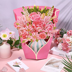 Наборы поздравительных открыток с букетом из бумажных цветов своими руками&nbsp;AJEW-WH0455-197B