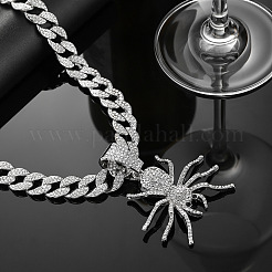 Ожерелья из кубинской цепи с подвеской в виде паука на Хэллоуин из сплава&nbsp;FS-WG4B1F3-02