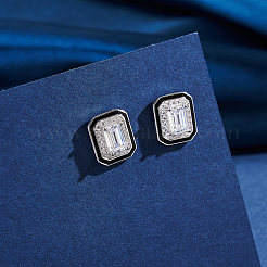 925 стерлингового серебра кубического циркония серьги стержня EJEW-L294-013P