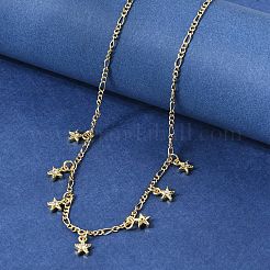 Ожерелья со звездами из латуни с прозрачным фианитом и прозрачным фианитом&nbsp;NJEW-B157-04G