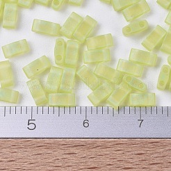 MIYUKIハーフティラビーズ  日本製シードビーズ  2の穴  （htl143fr）マット透明チャートリユースab  5x2.3x1.9mm  穴：0.8mm  約2500個/100g&nbsp;SEED-J020-HTL0143FR
