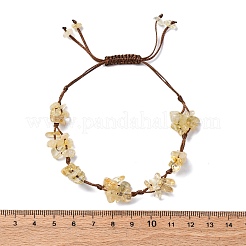 Регулируемые браслеты из плетеных бусин из натурального желтого кварца для женщин BJEW-U035-02J