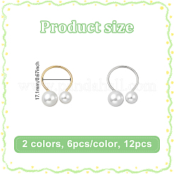 12 шт. 2-х цветные кольца из искусственного жемчуга из смолы RJEW-GO0001-07