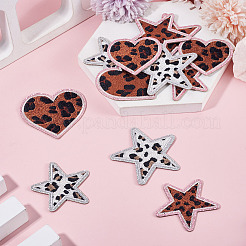 12 pieza de 6 estilos de parches de tela bordada con estampado de leopardo de poliéster para planchar o coser&nbsp;PATC-TA0001-57