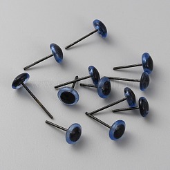 ガラス工芸ニードルフェルトの目  鉄のピン付き  人形作りアクセサリー  半円  マリンブルー  15x8mm&nbsp;DOLL-WH0002-07F-01