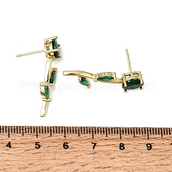 Messing-Mikro pflastern Zirkonia Bolzenohrringe&nbsp;KK-CBA8324-20G-02