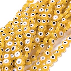 Handmade bösen Blick lampwork flache runde Perle Stränge&nbsp;LAMP-L058-12mm-01