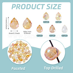 50шт 5 цвета гальванические прозрачные стеклянные бусины&nbsp;GLAA-TA0003-47A