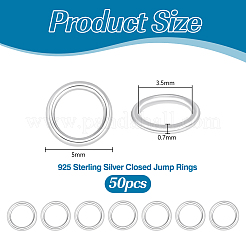 50 шт. 925 спаянных закрытых соединительных кольца из стерлингового серебра&nbsp;STER-PH0004-26