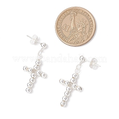 Серьги-гвоздики с крестом из латуни&nbsp;EJEW-JE06479-03