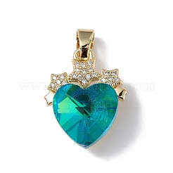 Настоящие 18-каратные позолоченные подвески из латуни с микропаве из прозрачного кубического циркония&nbsp;KK-C015-08G