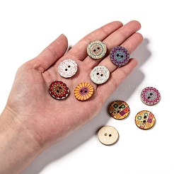 Boutons en bois imprimé avec 2 trou&nbsp;BUTT-ZX004-01A-M