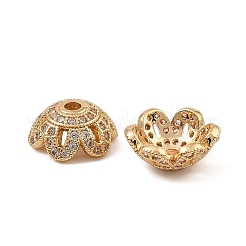 Колпачки для бусин из прозрачного кубического циркония из латуни&nbsp;KK-K374-25G