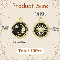 10 шт. 2 стильных эмалевых подвесок из сплава с изображением солнца и луны&nbsp;ENAM-YW0006-75A