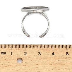 304ステンレス鋼リング部品  パッドリングのセッティング  オーバル  ステンレス鋼色  トレイ：18x13mm  オーバル：21x16mm  内径：18mm&nbsp;X-STAS-U059-01P-B