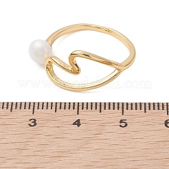 真鍮製指輪  ハート  天然養殖淡水パールビーズ付き  18KGP本金メッキ  ホワイト  19mm&nbsp;RJEW-JR01025-01