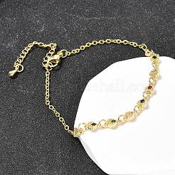 Латунь микро проложить кубического циркония браслеты ссылку&nbsp;BJEW-H639-10G