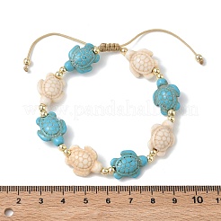 Verstellbare Armbänder aus geflochtenen Perlen aus synthetischem Türkis und nichtmagnetischem Hämatit&nbsp;BJEW-JB13730-02