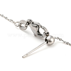Pulseras de cadena ajustables con cuentas de acero inoxidable 304 que no se deslustran para mujer&nbsp;BJEW-M307-01B-P