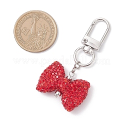 Подвески-бантики из полимерной глины со стразами HJEW-JM04197-02