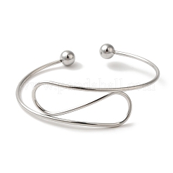 Не тускнеющие изогнутые открытые браслеты-манжеты для женщин&nbsp;BJEW-Z071-03P