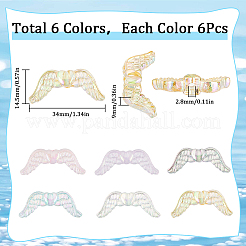 36шт 6 цвета прозрачные акриловые круглые бусины MACR-SC0001-47