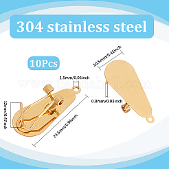 10 шт. фурнитура для сережек-гвоздиков из нержавеющей стали 304&nbsp;STAS-SP0001-88B-G