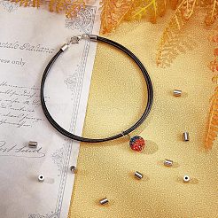 304ステンレススチールコードエンド  エンドキャップ  コラム  ステンレス鋼色  5x4mm  穴：1.5mm  内径：3mm  60個/箱&nbsp;STAS-UN0017-70P