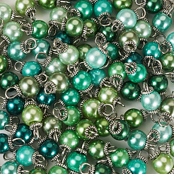 120 шт. 12-х цветные стеклянные перламутровые круглые подвески-соединители PALLOY-TA00261