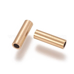 イオンプレーティング（IP）304ステンレス鋼チューブビーズ  ゴールドカラー  10x3mm  穴：2mm&nbsp;X-STAS-L216-23G-G