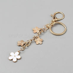 合金エナメルキーホルダー  花  ゴールドカラー  ホワイト  148mm&nbsp;KEYC-WH0053-009G-02