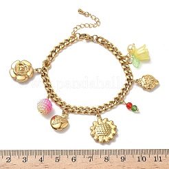 Браслеты с подвесками из акрила и нержавеющей стали 304 BJEW-G761-02G