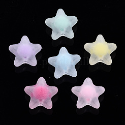 透明なアクリルビーズ  艶消し  二層ビーズ  スター  ミックスカラー  11x11.5x7mm  穴：2mm&nbsp;X-TACR-N011-001A-02