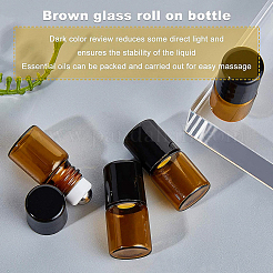 ガラスのエッセンシャルオイルの空の香水瓶  ローラーボールとプラスチックキャップ付き  栓抜き  3ml使い捨てスポイトと漏斗ホッパー  ミックスカラー&nbsp;MRMJ-BC0002-15
