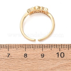 Offene Manschettenringe aus Messing mit Mikropavé-Fassung und Zirkonia zum Muttertag für Damen&nbsp;RJEW-F217-09G