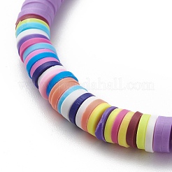 Braccialetto di perline heishi surfer fatto a mano in argilla polimerica 4 pz 4 colori&nbsp;BJEW-JB08635