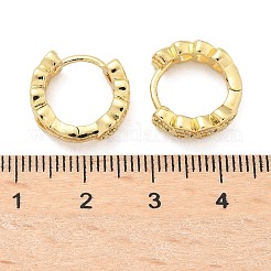 Серьги-кольца из латуни с микропаве и прозрачным кубическим цирконием в форме сердца EJEW-Z102-25G