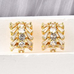 Латунные серьги-манжеты из прозрачного кубического циркония EJEW-K309-05G