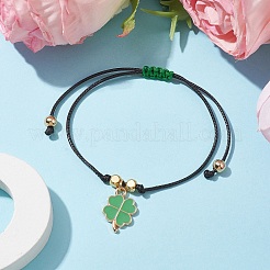 Braccialetto con ciondolo a forma di trifoglio smaltato in lega&nbsp;BJEW-JB09962-01