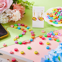 140 шт. двухцветные непрозрачные акриловые бусины с принтом&nbsp;OACR-TA0003-31