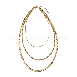 304 Edelstahl Figaro Kette 3-lagige Halsketten für Damen&nbsp;NJEW-A057-02A-G