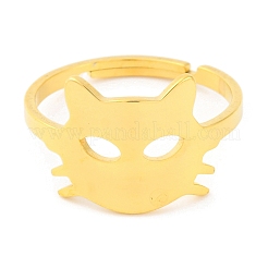 201ステンレススチール製調節可能な女性用リング  動物  猫の形  12.5mm  内径：18mm&nbsp;RJEW-D082-04C