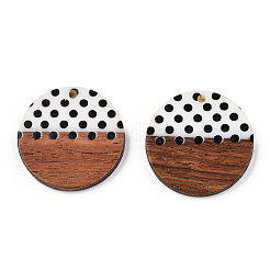 Подвески из непрозрачной смолы и орехового дерева с принтом RESI-N039-05