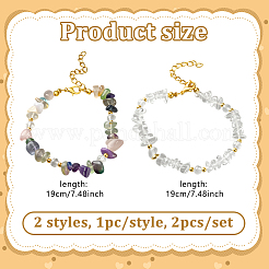 2шт 2 стиля браслеты из натуральных драгоценных камней для женщин&nbsp;BJEW-HY0001-26