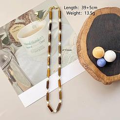 Ожерелья из натурального тигрового глаза и белых ракушек WN0722