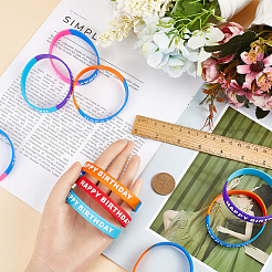 30шт 5 цвета слово С Днем Рождения силиконовый шнур браслеты набор на запястье&nbsp;BJEW-GF0001-14A