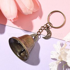 Брелки из сплава с подвесками в виде железного колокольчика и полой луны/звезды/солнца KEYC-JKC00998