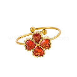 Anelli con polsino in acciaio inossidabile 304 con zirconi cubici per donna&nbsp;STAS-OY012-50G
